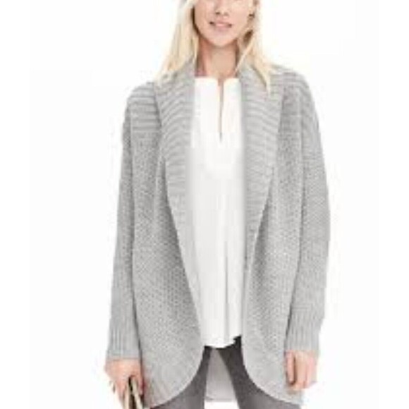 Banana Republic Jackets & Blazers - BANANA REPUBLIC Mixed Stitch Grey Sky Cardigan Womens XL Wool Alpaca Blend $120